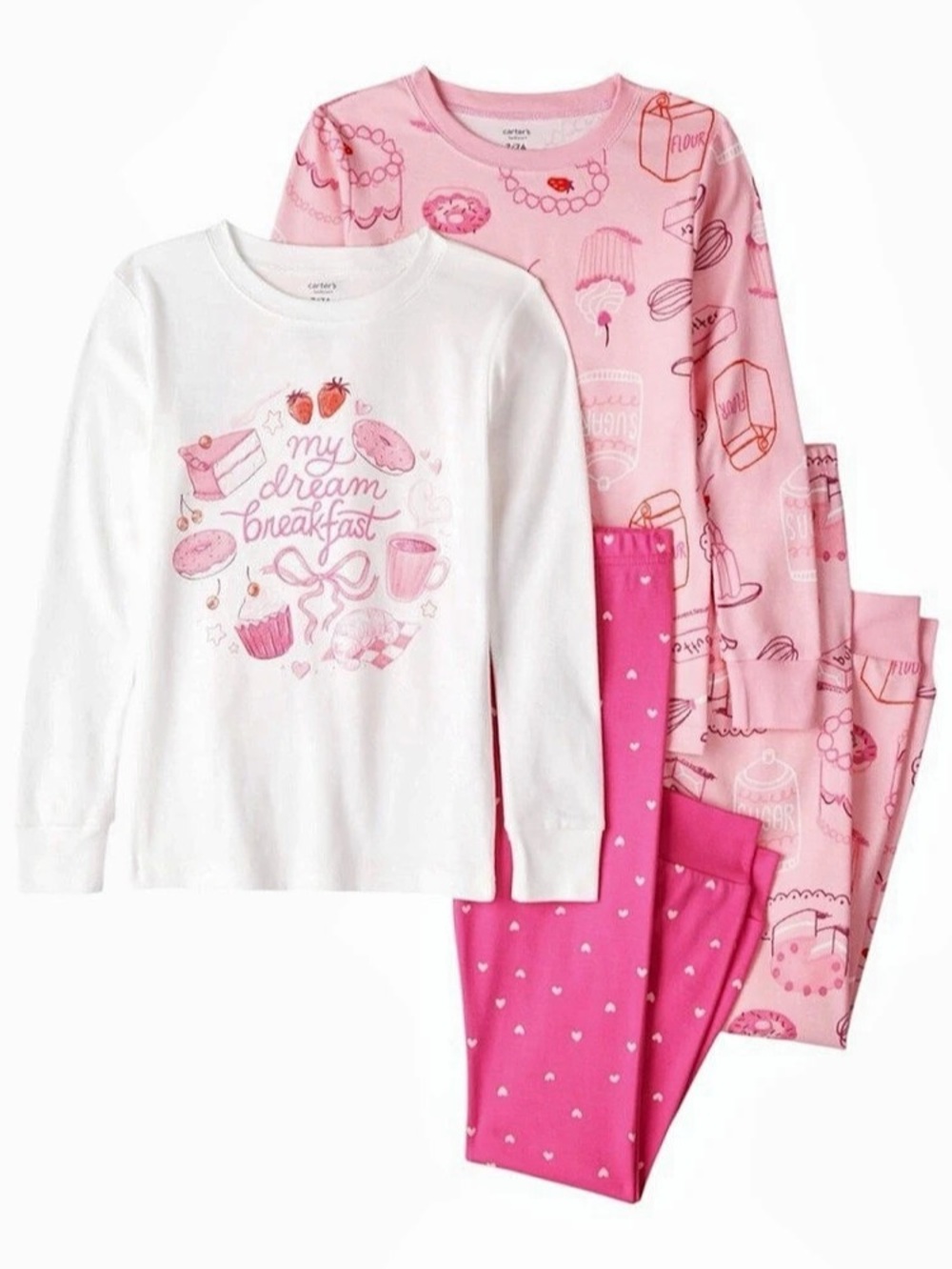 Carter's 4-Piece My Dream Breakfast Print Snug Fit Cotton Pajamas - Size: 5